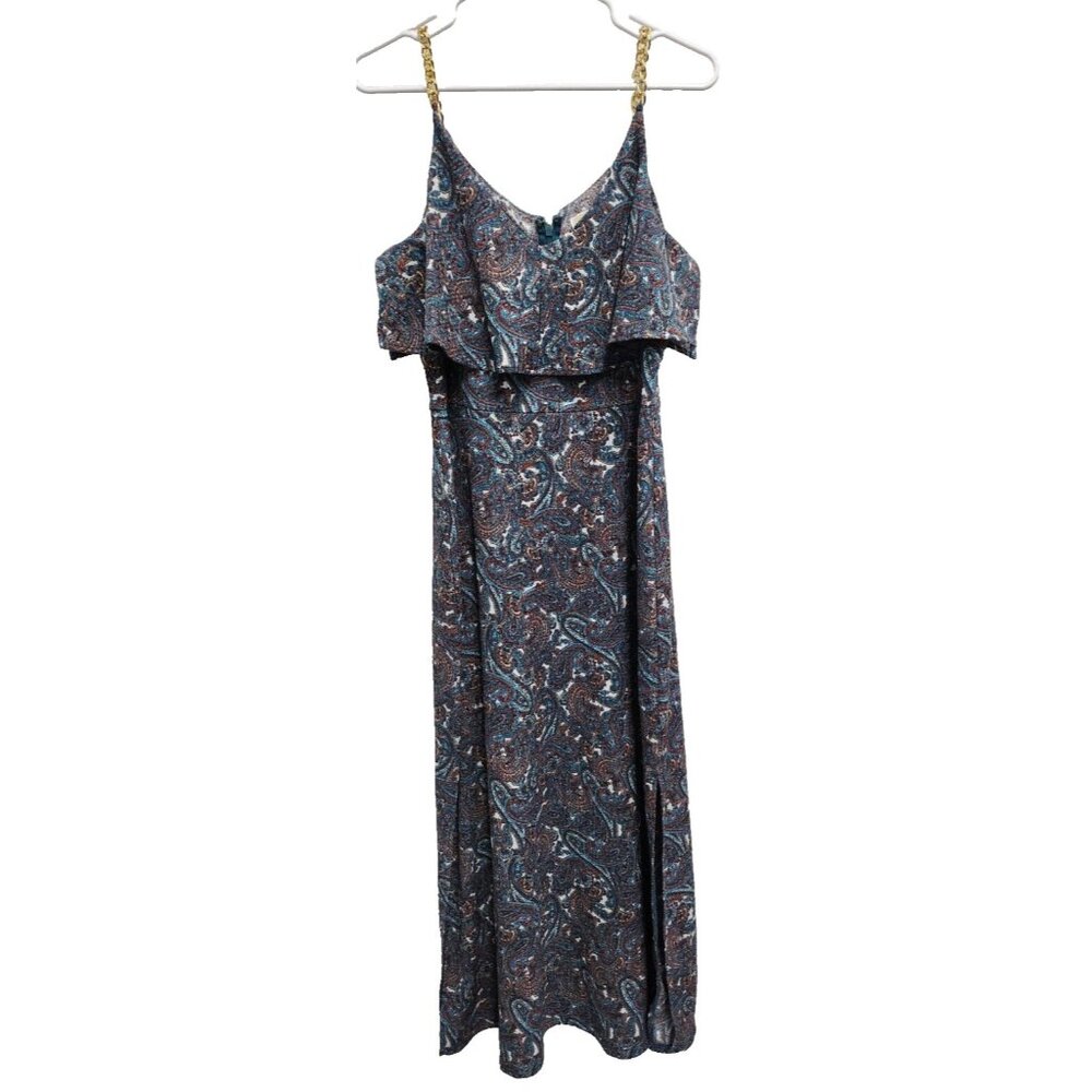 Michael Michael Kors Womens Maxi Dress Petite Medium BOHO Paisley Chain Strap